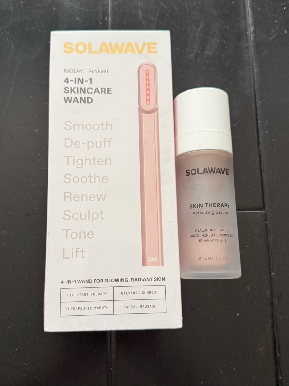 NWT / NIB Solawave 4-in-1 Skincare Wand and Skin Therapy Activating Serum Set